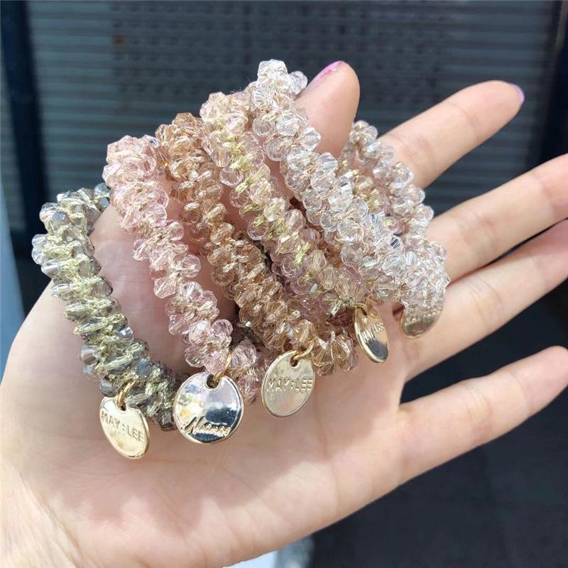 

Women Elegant Crystal Pearl Hair Ring Ties Beads Ponytail Holders Hair Accessories Elastic Band Girls Scrunchies Bracelet