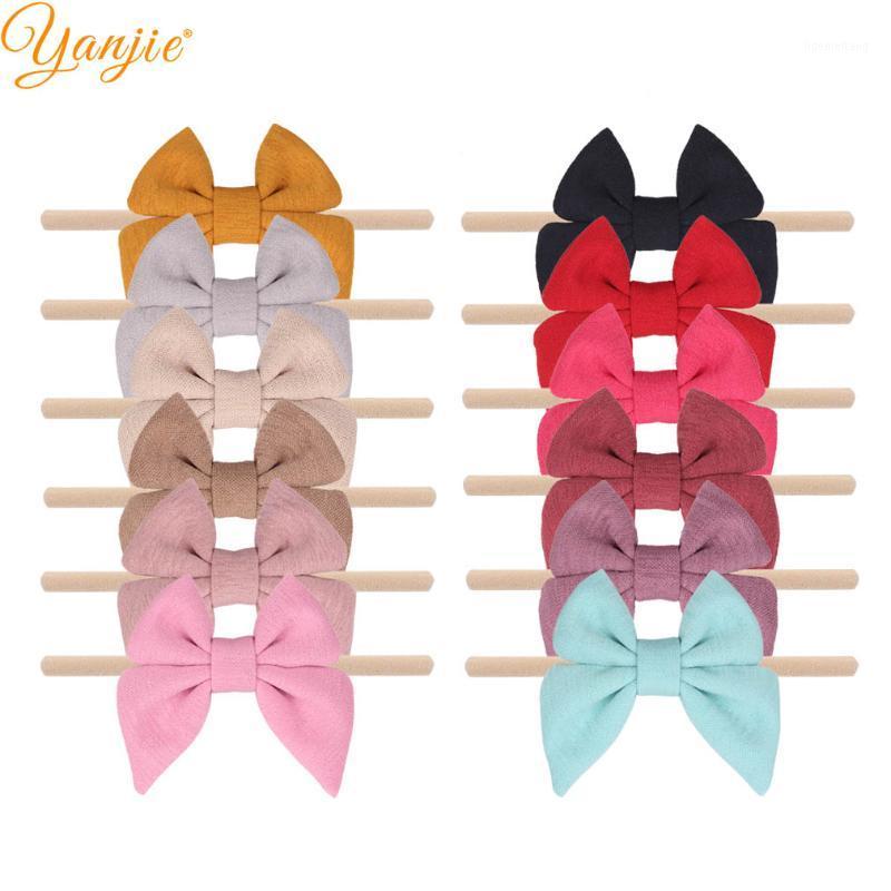 

12pcs/lot 3'' Sailor Hairbow Nylon Headbands Girls Smooth Fabric Hair Bow Elastic Nylon Hair Bands Winter Accessories1