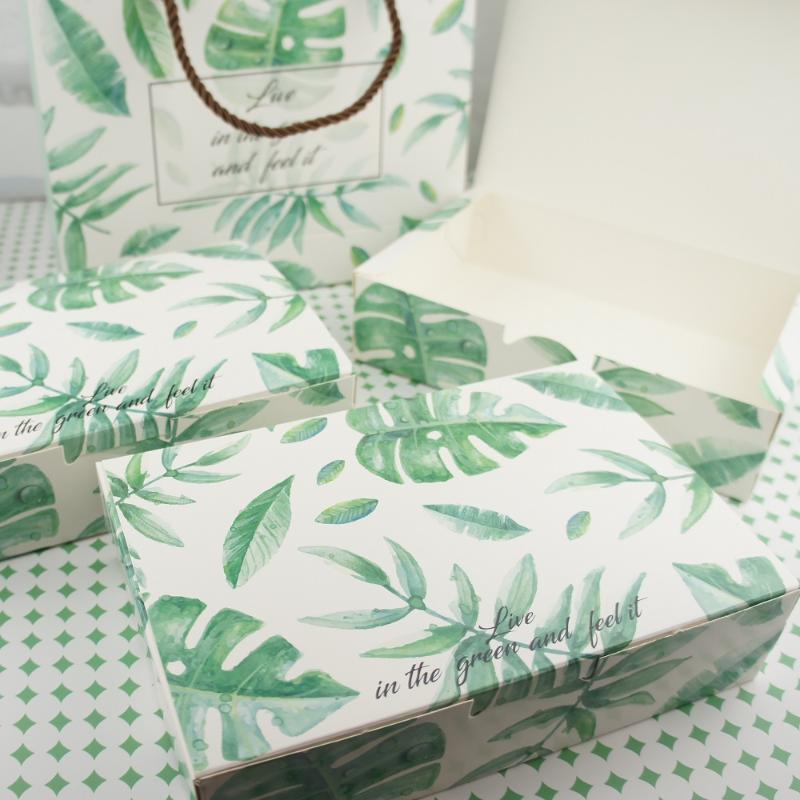 

New 21*14*5cm 10pcs Tropical plants Macaron Chocolate Paper Box Storage Boxes Christmas Birthday Party Gifts Packaging