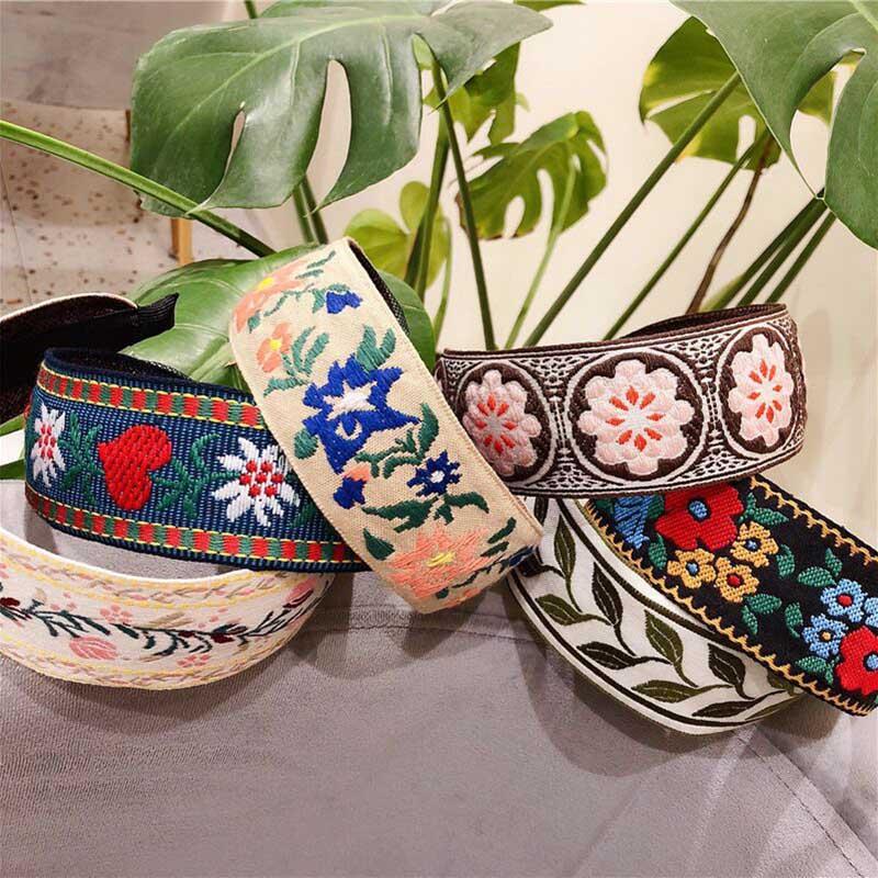 

Ethnic Style Embroidery Flower Hairbands For Women Hair Accessories Hairband for Girls Flower Crown Headbands
