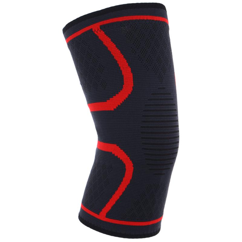 

1pcs Sports Kneepad Men Pressurized Elastic Knee Pads Support Anti Slip Fitness Gear Basketball Volleyball Brace Protector, Red