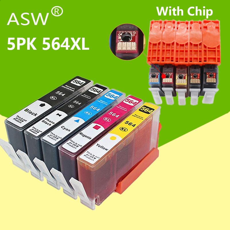 

5PK 564XL Ink Cartridge for 564xl 564 compatible for Photosmart B8550 C6324 C310a C410 6510 D5460 7510 B209a 4610 3070A