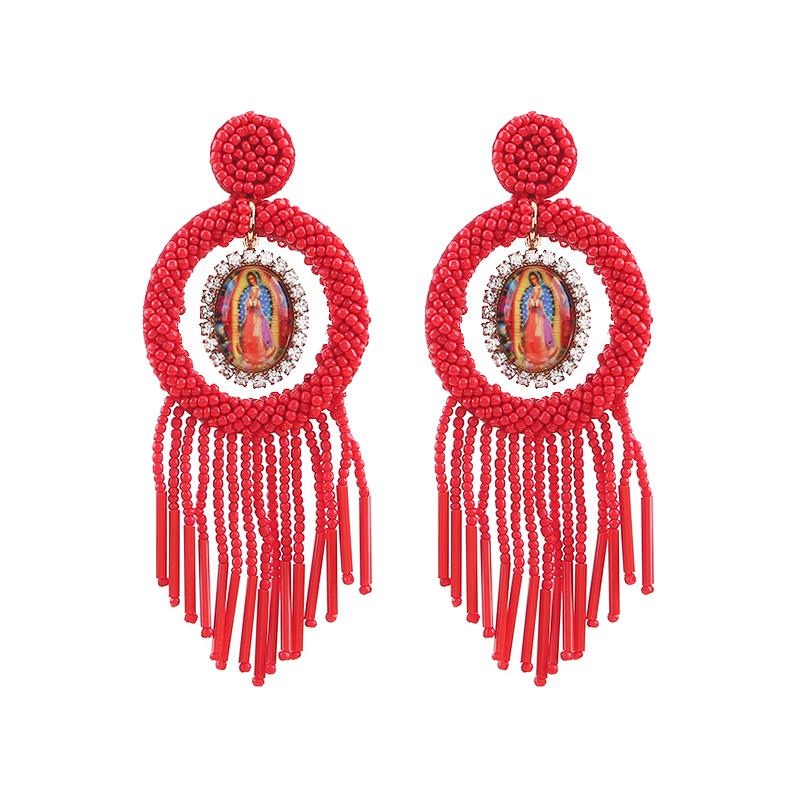 

Sehuoran Glass Beads Tassel Earrings Drop Earrings For Women Lady Party Big Statement Fringe Party Jewelry Gift