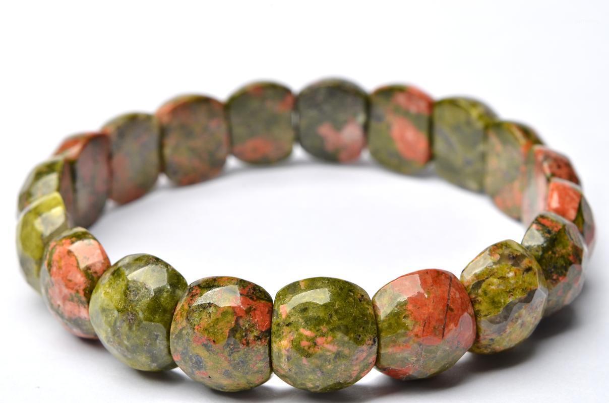 

Natural unakite Bracelets Geometry Long Beaded/Stone Bracelet Elastic Bangle1