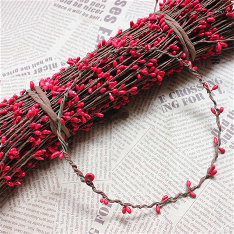 

30pcs 40cm Artificial Branches Barbed Wire Wedding Decoration DIY Stamens Wreath Scrapbookings Fake flowers Handicraft Accessori1, Red
