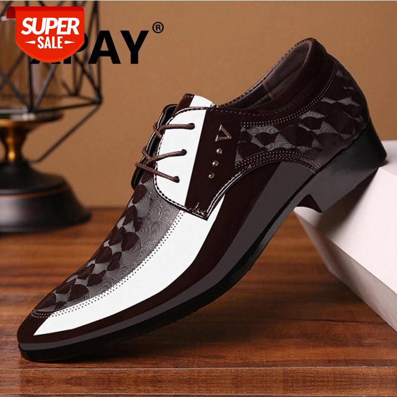 

XPAY Oxfords Leather Men's Shoes Lace Up Breathable Formal Office For Man Big Size 38-48 Flats Casual Dress Shoes Men #Os75, Black