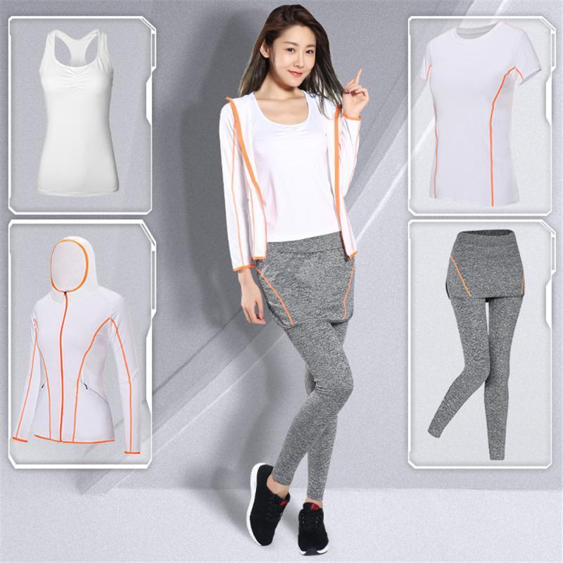 

Gym Yoga Sets Hooded Coat+T Shirt+Bra+Pants Women Yoga 4 Pieces set Fitness Sports Clothing Style Fashion Hot Female Sexy Unique1, 4 piece set 2