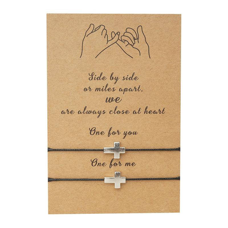 

Cross Bracelet Cord Mens Bracelet Lucky Card Gift for Him and Friendship Jewelry