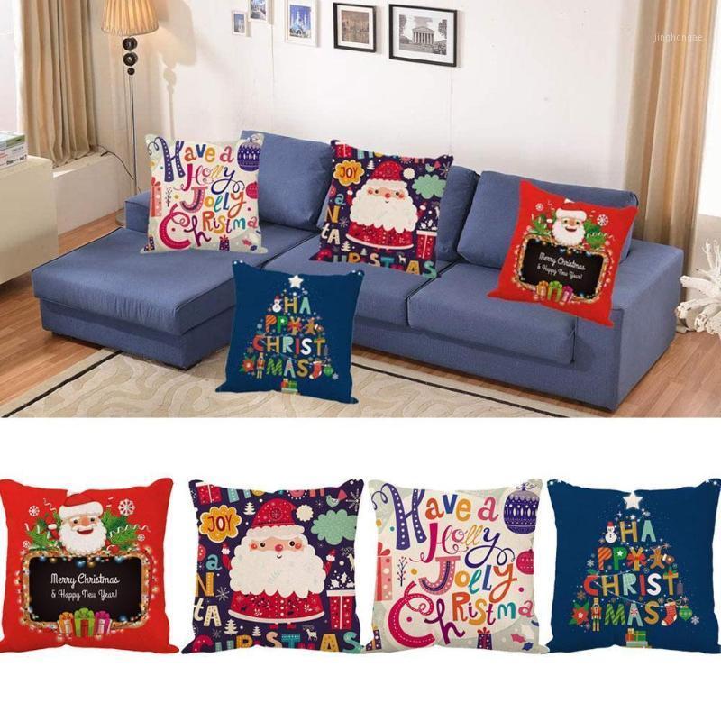 

1PC 45cm X 45cm Christmas Pillowcase Santa Claus Christmas Sofa Ornaments Cover Case Tree Square Pillow For Decor V6N2 Pillow Case1