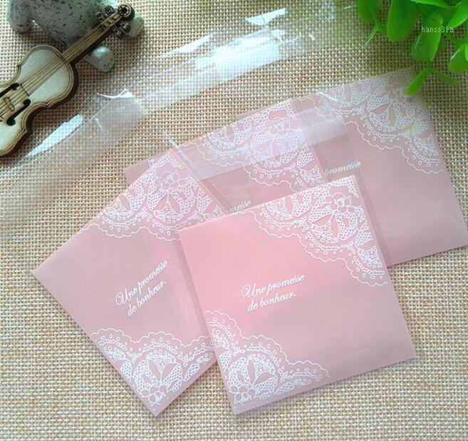 

100Pcs Pink Pretty Lace Cookie Packing Bag,Self-adhesive Plastic Bags,Baking Package Bags,Small Jewelry Packaging Bags1