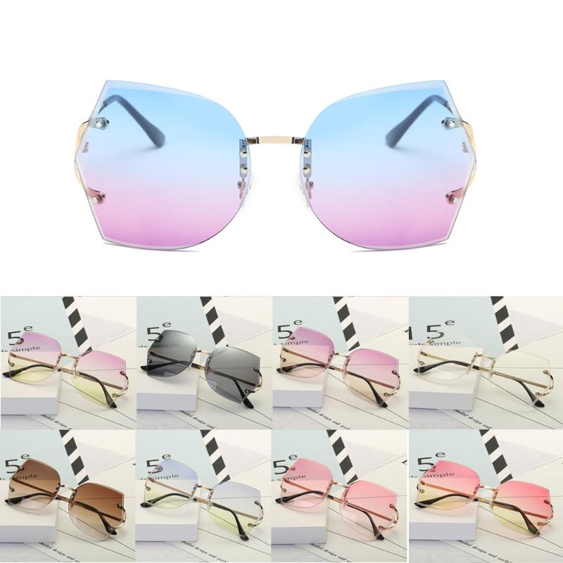 

Hot Sale Vintage Rimless Fashion Sunglasses Retro Cutting Lens Women Gradient Sun Glasses Eyewear For Female UV400