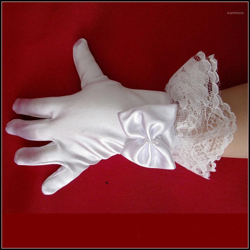 

Girl Kids Protection Accessories Full Finger Party Wedding Bride White Communion Lace Gloves1