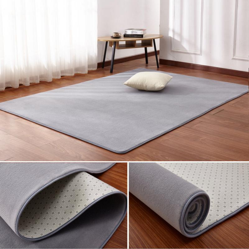 

Living Room Carpet Coral fleece Sofa Coffee Table Rugs Kid's Bedroom Non-slip Soundproof Home Carpet Gray Balcony Bay Window Mat, Grassgreen