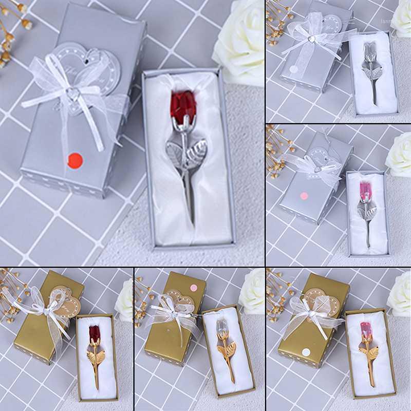 

Crystal Glass Rose Flower Figurines Craft Wedding Valentine's Day favors and gifts Souvenir Table Decoration With Box1