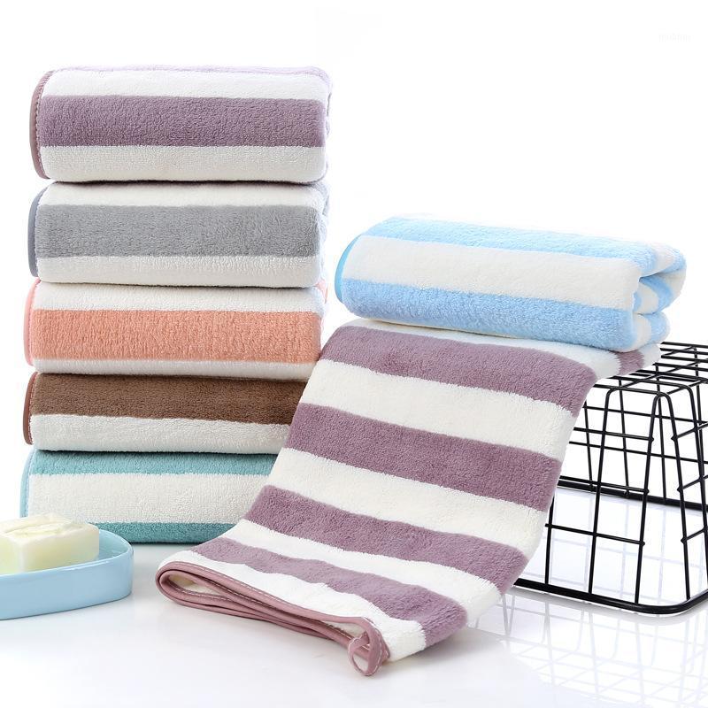 

T057B On sale Absorbent blue purple grey green pink stripe thick face towel soft Microfiber bathroom Home towels1, Green stripe