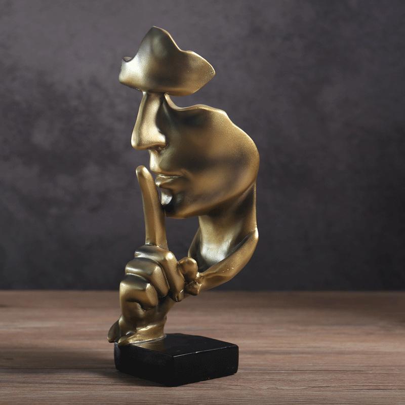 

Silence Is A Gold Figure Abstract Crafts Ornaments Living Room TV Cabinet Wine Cabinet Home Resin Crafts Home Decoration