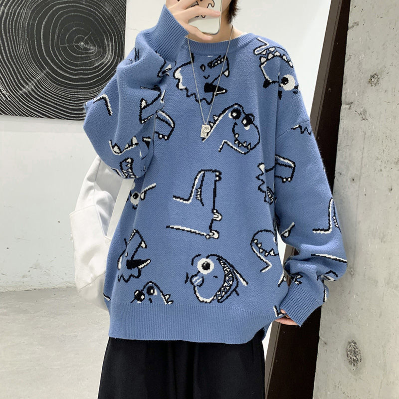 

2021 New Autumn New Style Around the Neck Lazy Student Mesh Sweater Loose Upper Garments Free Yellow U8LP, Black