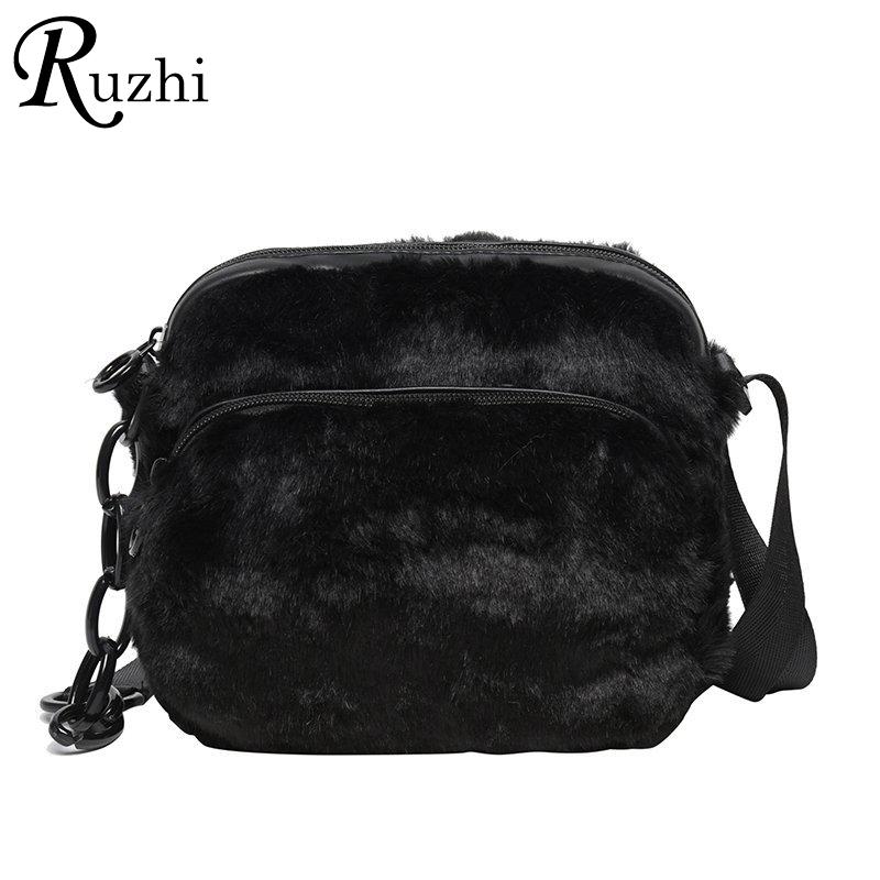 

NEW Winter Bags For Women 2021 Plush Tote Bags Chain Women Soft Fluffy Furry Mini Handbag Fur Shoulders, Brown