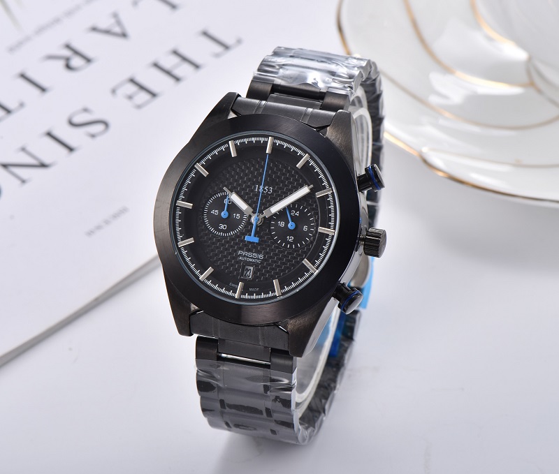 

high quality 2020 new Five stitches All the dials working quartz watch Fashion watches TS 1853 WristWatches Calendar Steel strap Best Gift, Slivery;brown