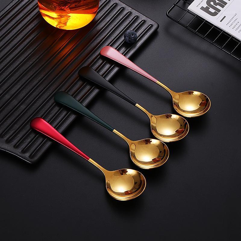 

304 Stainless Steel Coffee Stirring Spoon Multicolor Children'S Soup Spoon Thicken Dessert Spoons Tableware Kitchen Supplies1