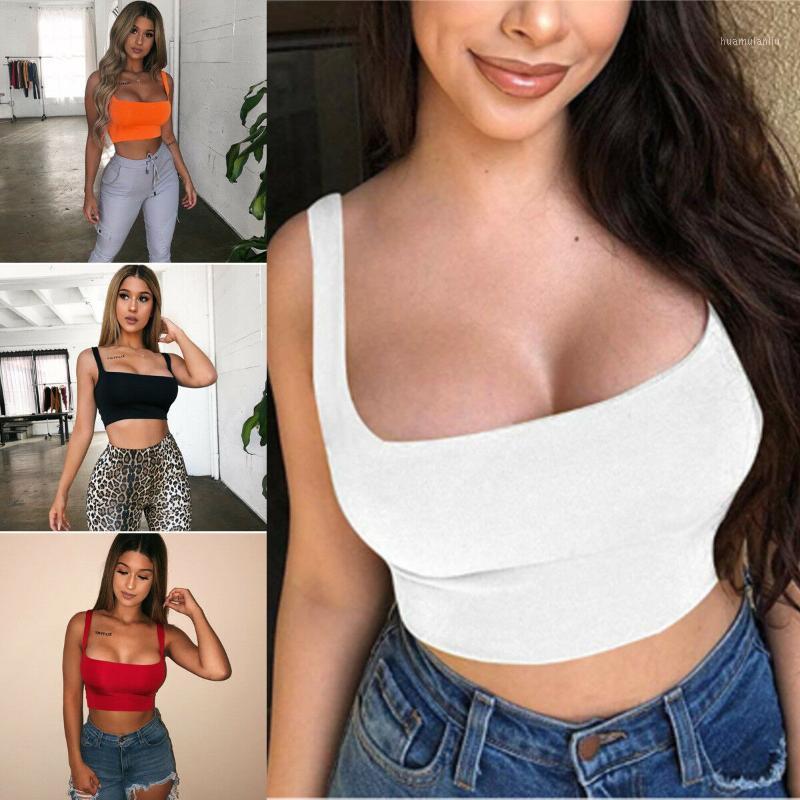 

2020 New Summer Women Sexy Off-shoulder Wide Strap Crop Tops Strapless Tank Yoga Vest1