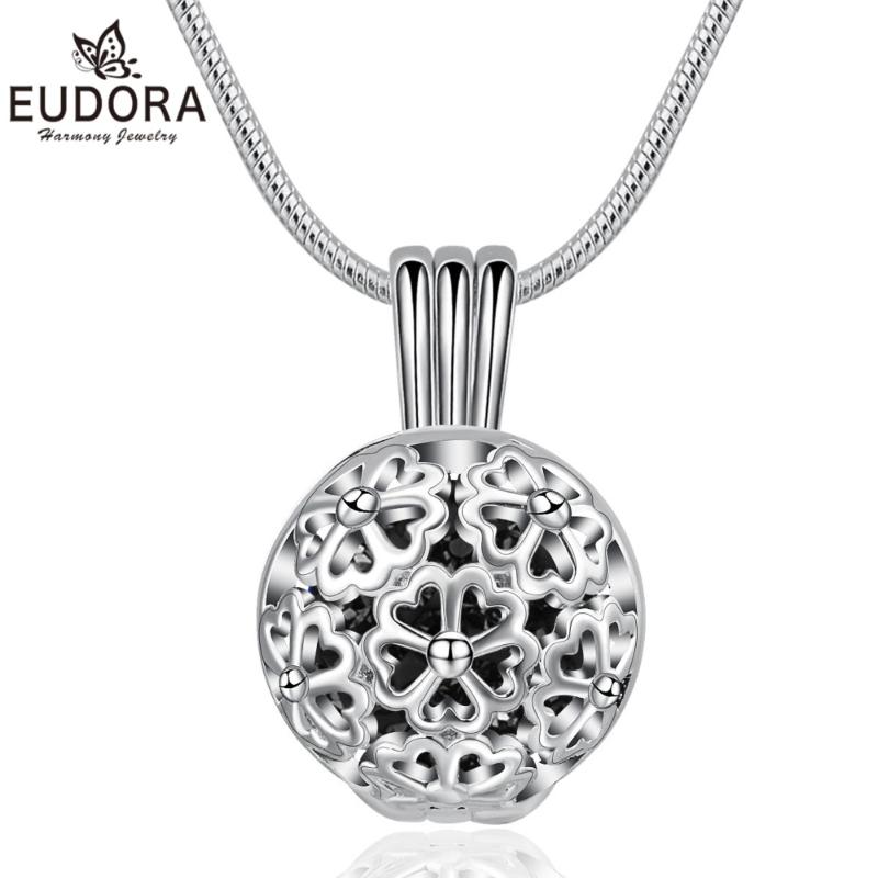 

Eudora Flower Heart Cage Pendant Necklace with Crystal Necklace for Women Girls Fashion Jewelry Anniversary Gift High Quality