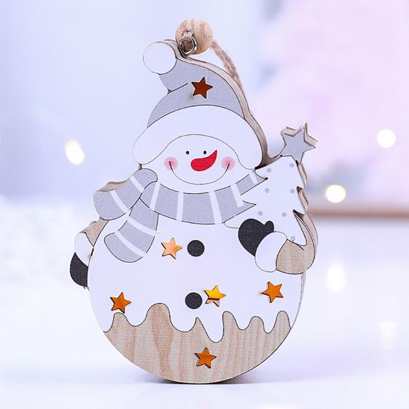 

Christmas Decorations For Home Christmas Decor Wooden Ornament Led Light Santa Claus Cart Luminous Lamp Wooden snowman pendant1