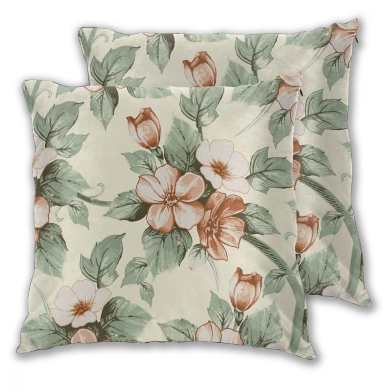

Pillow Case Cover Blooming Retro Flowers Home Decorative 2 Pieces Zipper Throw Cushion Case for Sofa and Bed, White 3