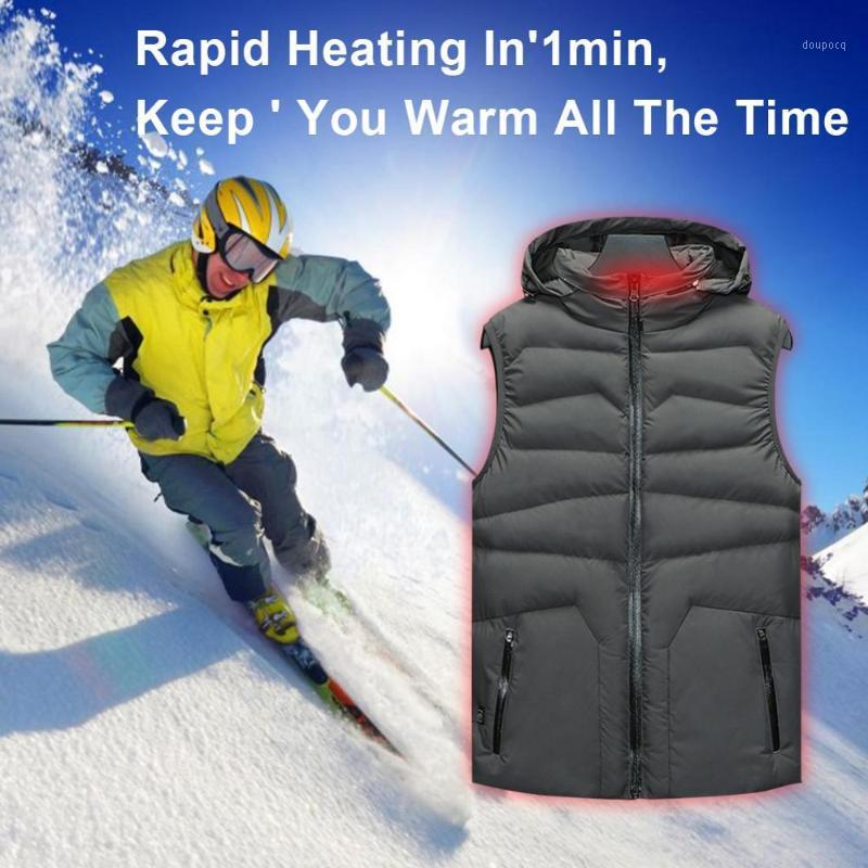 

Riding Skiing Washable Jackets Outdoor Camping Hiking USB Modes Warm USB Winter Intelligent Heated Warmer Vest Hooded Heating1, Blue