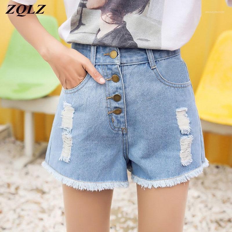 

ZQLZ Women' Denim Shorts High Waist Wide Leg Female Casual Summer Vintage Ladies Shorts Jeans For Women1, Blue