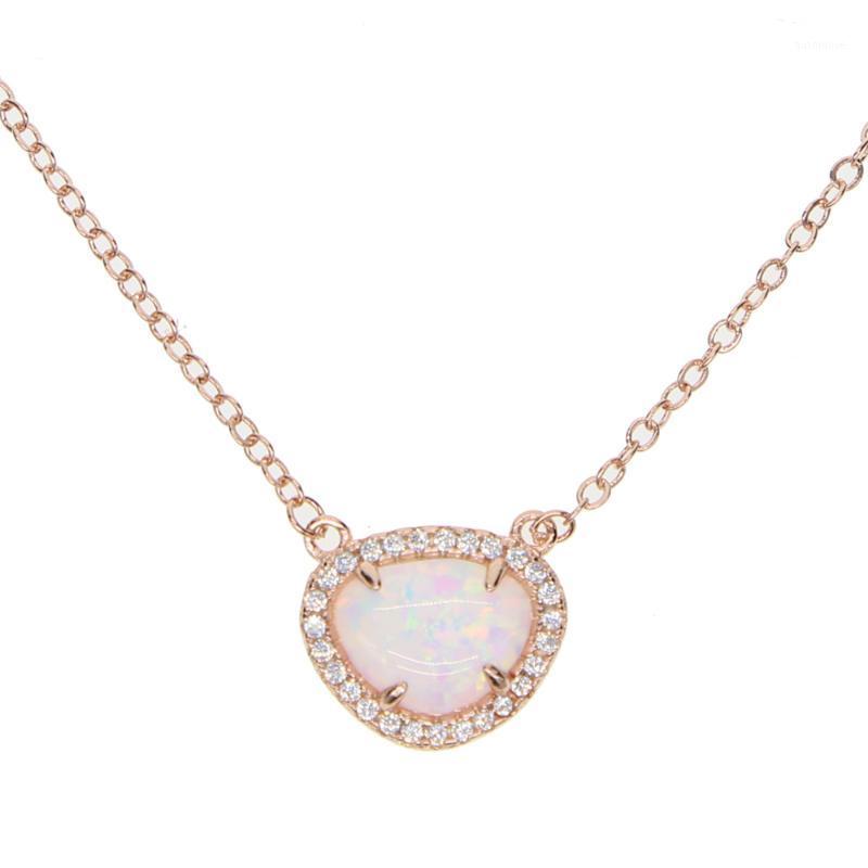 

Uneven Opal Gem small cz arround rose silver color 2020 fashion european women lady trend necklace1