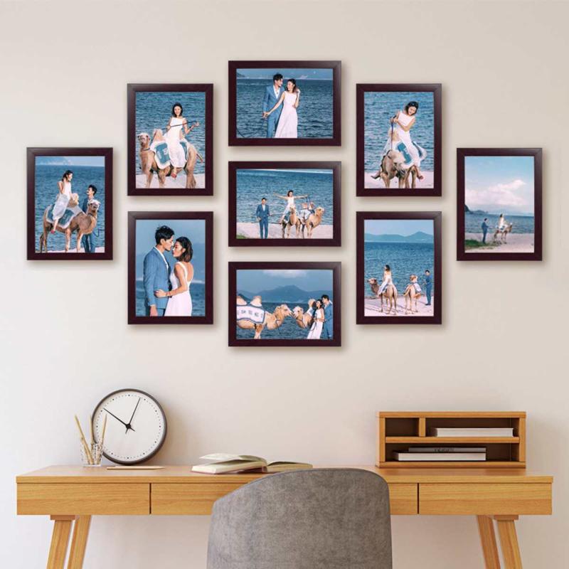 

9pcs Picture Photo Frame Set DIY Removable Wall Mural Black White Color Photos Frames Sticker Decal Living Room Home Decor 7inch