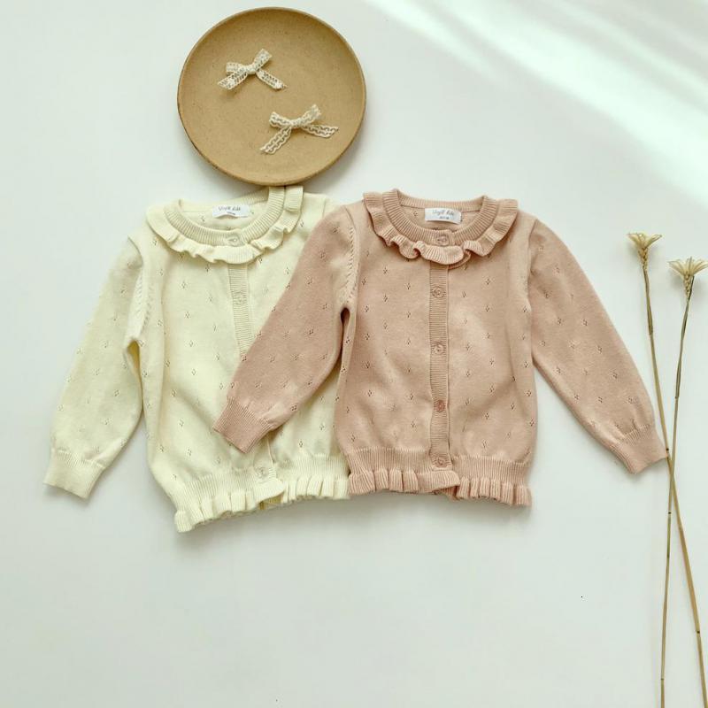 

New 2021 Spring Autumn Baby Ruffles Long Sleeve Knitted Pullovers for Girls Kids Tops Children Princess Sweaters Noac, W121501pink