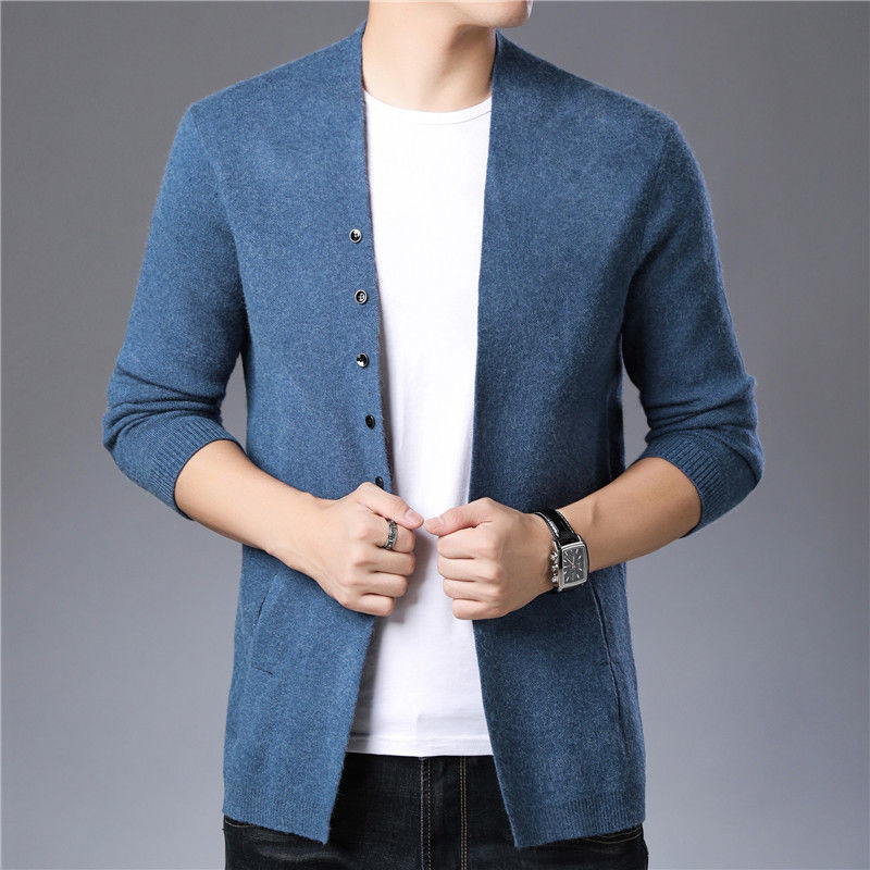 

2021 Skinny New Fall Off Shirt the Young Button Solid Long Cardigan Tide G9K3, Xxl