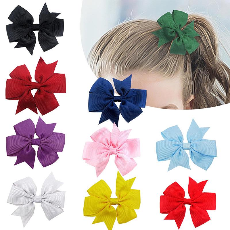 

20Pcs/set Colors Solid Grosgrain Ribbon Bows Clips Hairpin Girl's Hair Bows Boutique Hair Clip Headware Kids Accessories, Rd