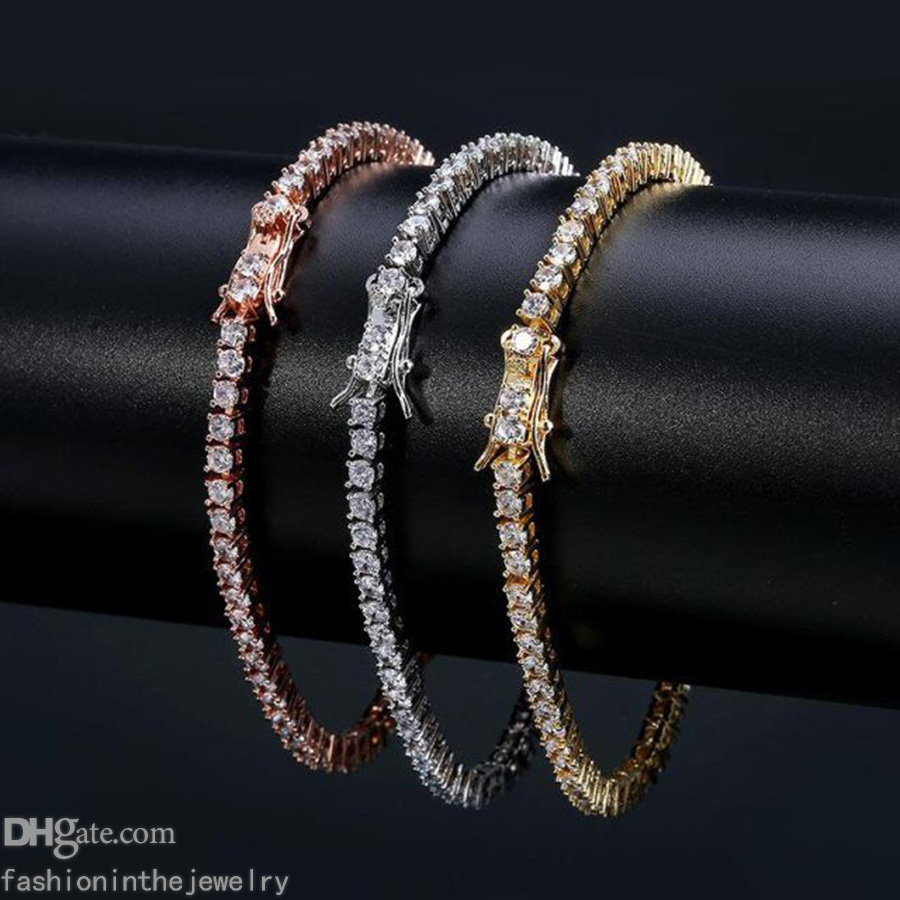 

Designer Bracelet diamond tennis bracelets for women Luxury Jewelry gift 3 4 5 6 mm 7 8 inch fashion Zircon Link Chain bangles Men Hip Hop diamonds stainless steel