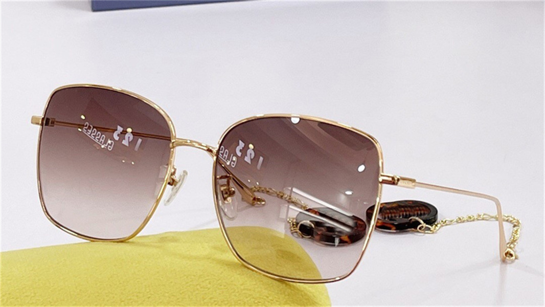 

New fashion sunglasses 1030S simple metal square frame with glasses chain pendant popular outdoor uv400 protective glasses