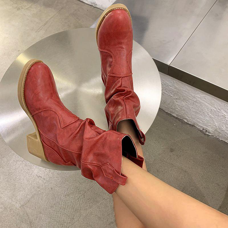 

2020 Explosive Style Women's Shoes European and American High Heel Women's Leather Boots Fashion Sleeve Boots, Gray