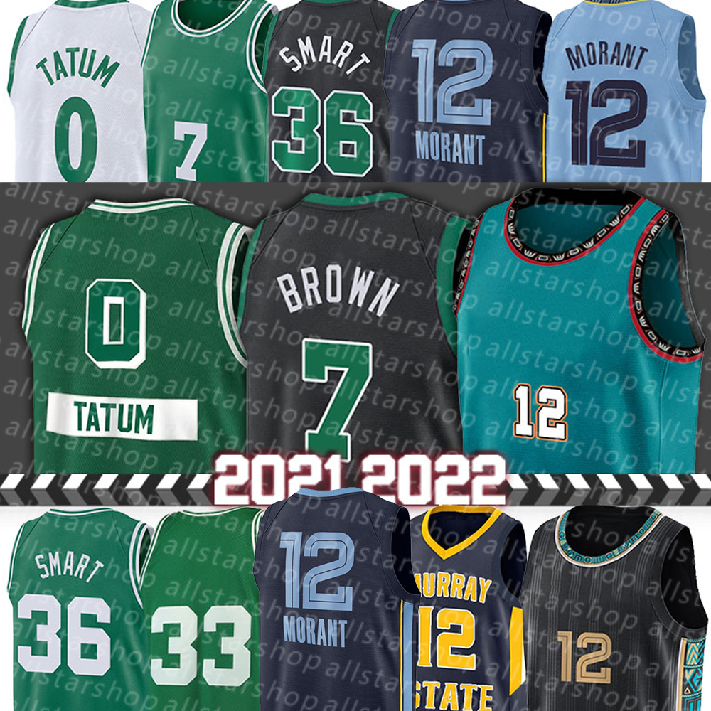 2022 new jerseyJa 12 Morant Men Basketball Jerseys 0 Jayson 7 Jaylen Tatum Brown 36 Marcus 33 Larry Smart Stitched Jerseys
