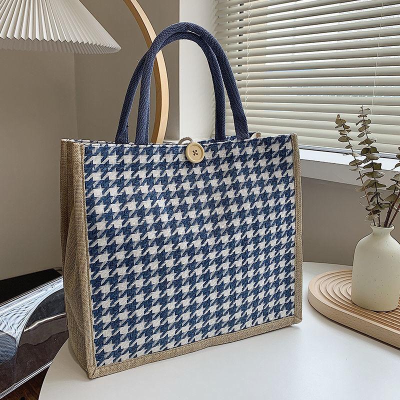 

Evening Bags Luxury Jute Handbags 2021 Fashion Large-Capacity Cloth Bag Linen Shopping Totes And Shopper For Woman Female Top Handle