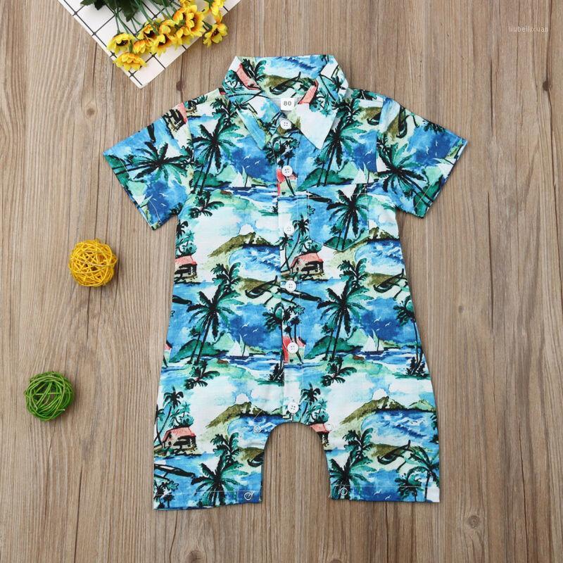 

Baby Toddler Boys Romper Jumpsuit Short Sleeve Hawaii Long Pants Clothes Outfits1, Multi