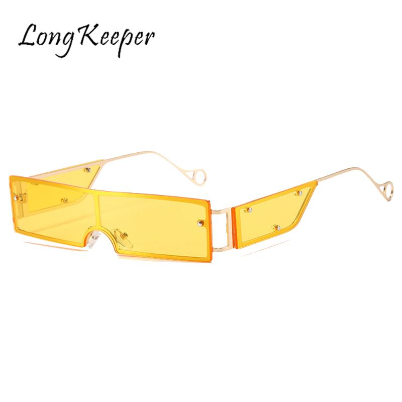 

LongKeeper Small Rectangle Sunglasses Women Rimless Square Sun Glasses Women Flat Top Fashion Vintage Punk Sunglass Gafas De Sol