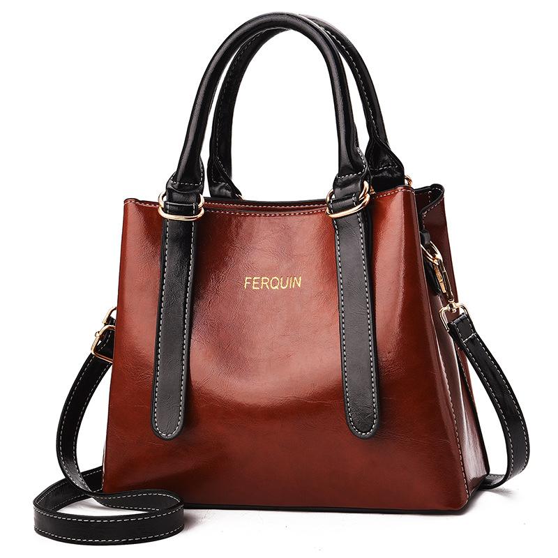 

Spring and summer ladies retro college style handbag hot sale style messenger bag fashion solid color PU leather shoulder bag, Black