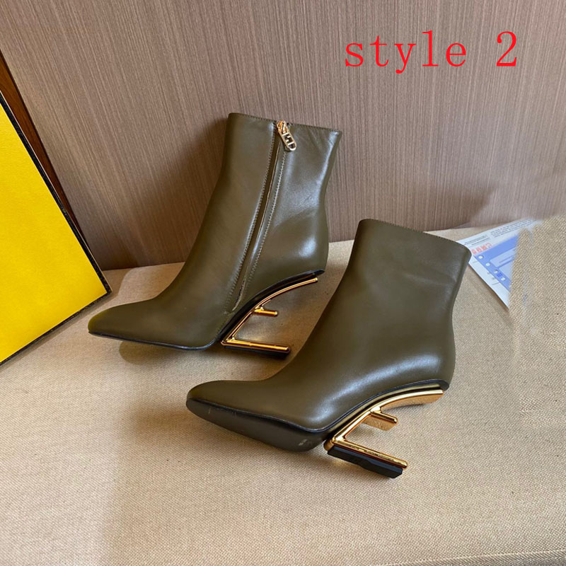 

Designer Ankle boots Alien heel Fashion women's high heels Top luxury autumn and winter short of thick-heeled wild Martin bootss with box, Style 1