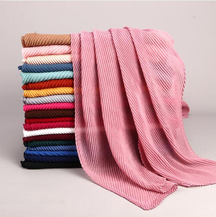 

Fashionable pleated cotton viscose hijab for women cirnkle scarves wholesale