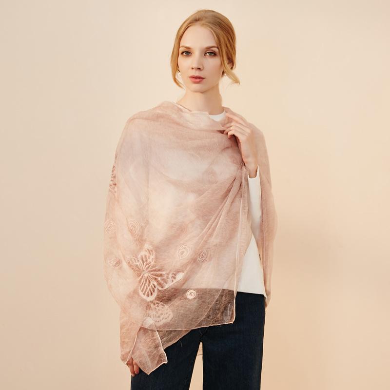 

Shawl Soft Scarf Spring and Summer Silk-Like Scarves Luxury Embroidery Retro Tippet Fashion Woman Shawls Brand Hijab