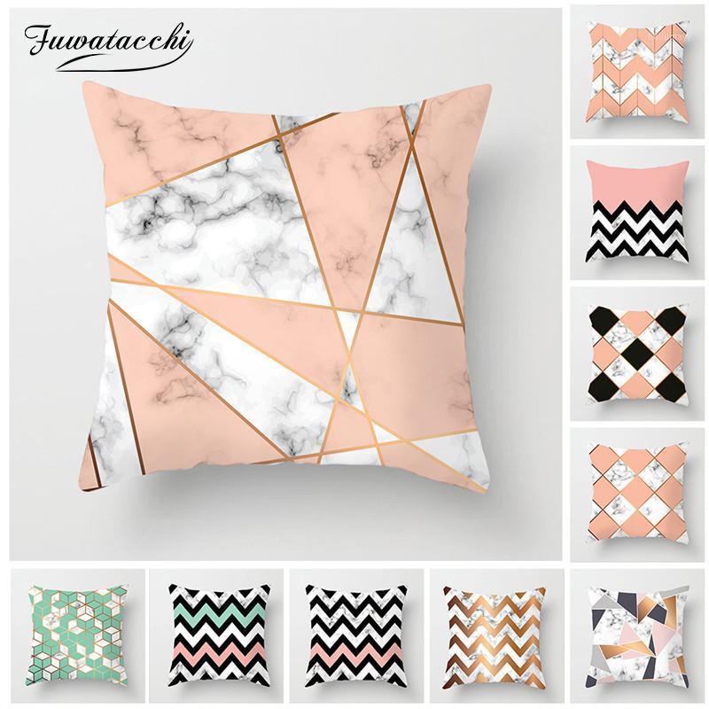 

Fuwatacchi Simple Pink Geometric Printed Pillow Case 45x45cm Car Seat Home Decorative Pillows Covers Sofa Warm Winter1, Pc02082