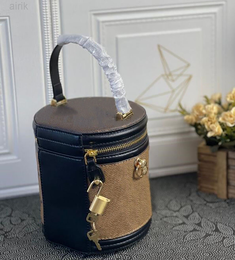 

ZZ Designer women with lock bucket bag Handbags tote Purses Drum cylinder bag Phone Wallet Pen Holder mini packet Brand Genuine Leather, Yellow floral
