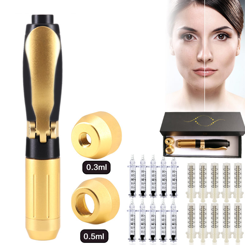 

0.3ml&0.5ml Hyaluron Pen with two heads 2in 1Hyaluron Pen Lip Injection Mesotherapy Gun Atomizer No-needle Mesotehrapy Device with Adapter