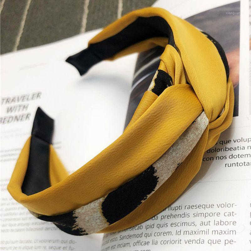 

Hair Clips & Barrettes Womens Vintage Twisted Knotted Cloth Wrapped Headband Color Block Leopard Patchwork Wide Hoop Retro Ruched Headwear, Golden;silver